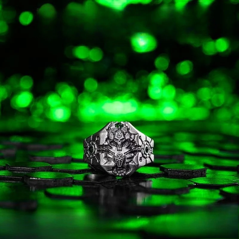 Necron Ring of The Supreme Emperor Cosplay Unisex Metal Adjustable Opening Rings Jewelry Accessories Xmas Gift