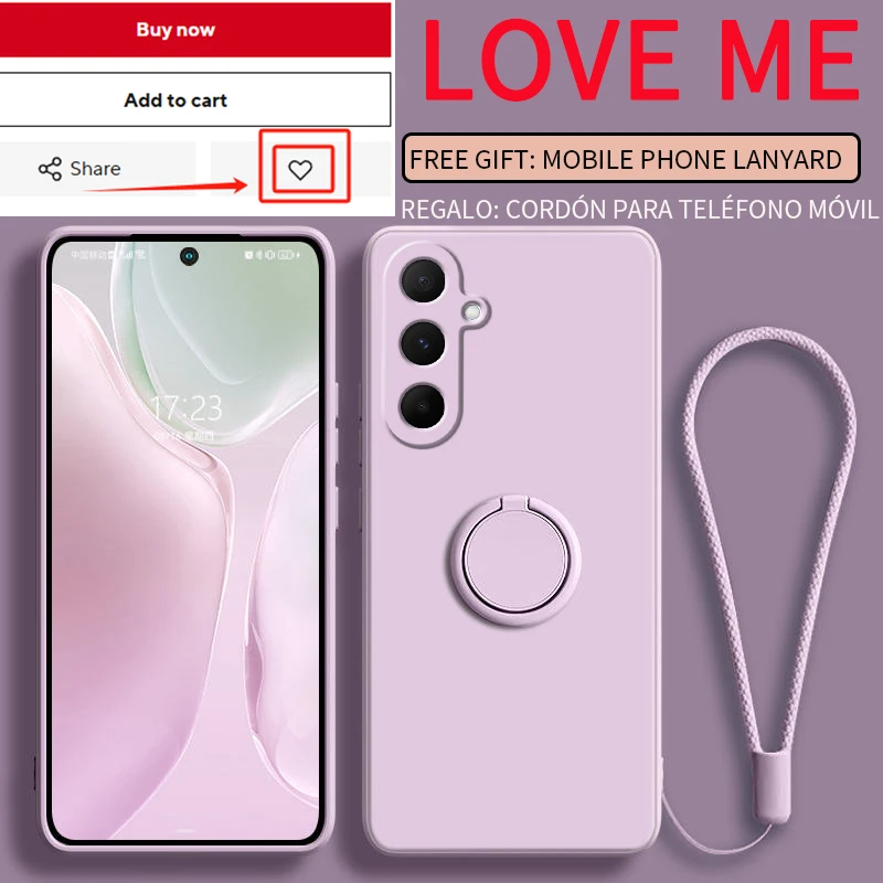 Fall für Samsung Galaxy A56 5G Finger Ring Ständer Halter Silikon Abdeckung für A36 A26 5G Einfarbig Objektiv schutz Weiche Telefon Fall