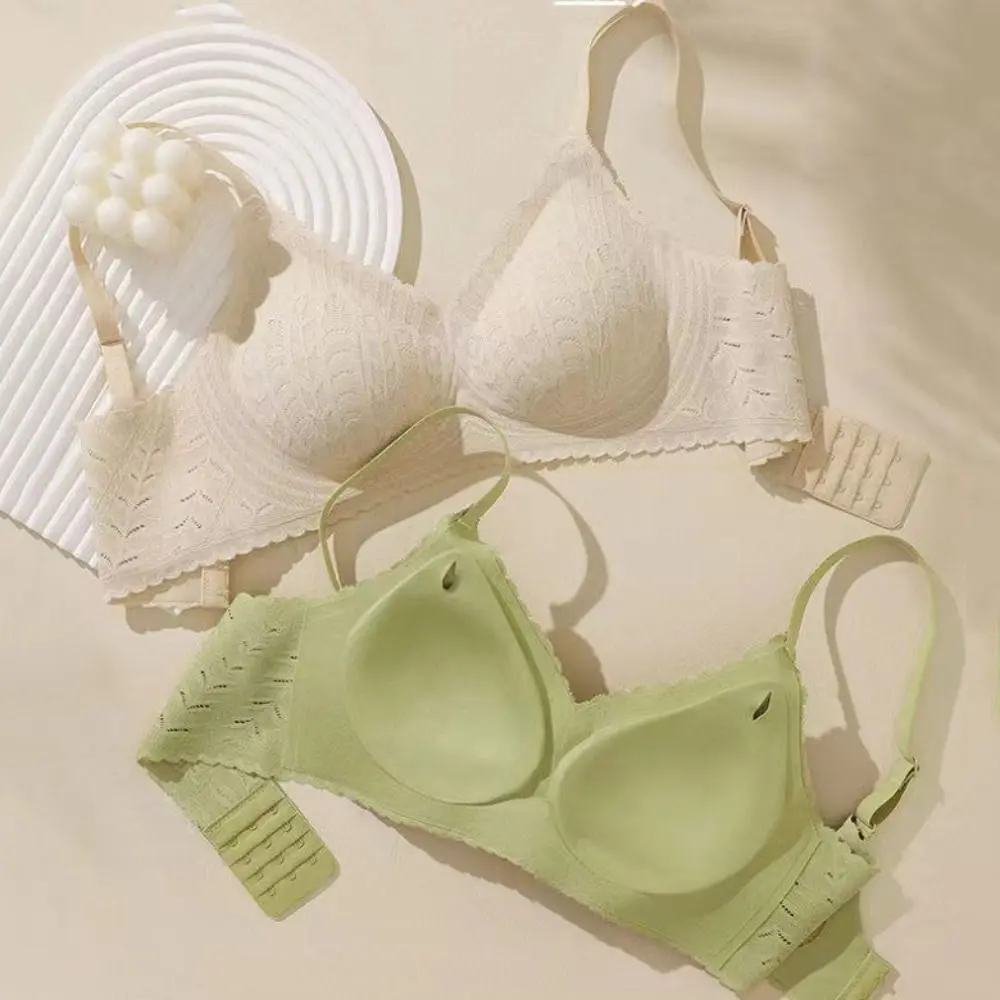 Breathable Mesh Wireless Deep V Bra Anti-sagging Shockproof Lace Push Up Bra Lingerie Thin Underwear Women Girls