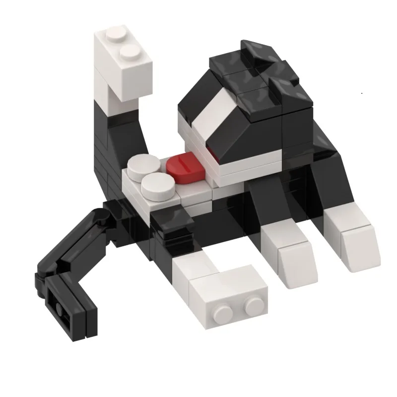 Bloco de construção moc montagem vaca gato modelo educacional diy presente bonito ornamento série animal (pacote peças/diagrama eletrônico