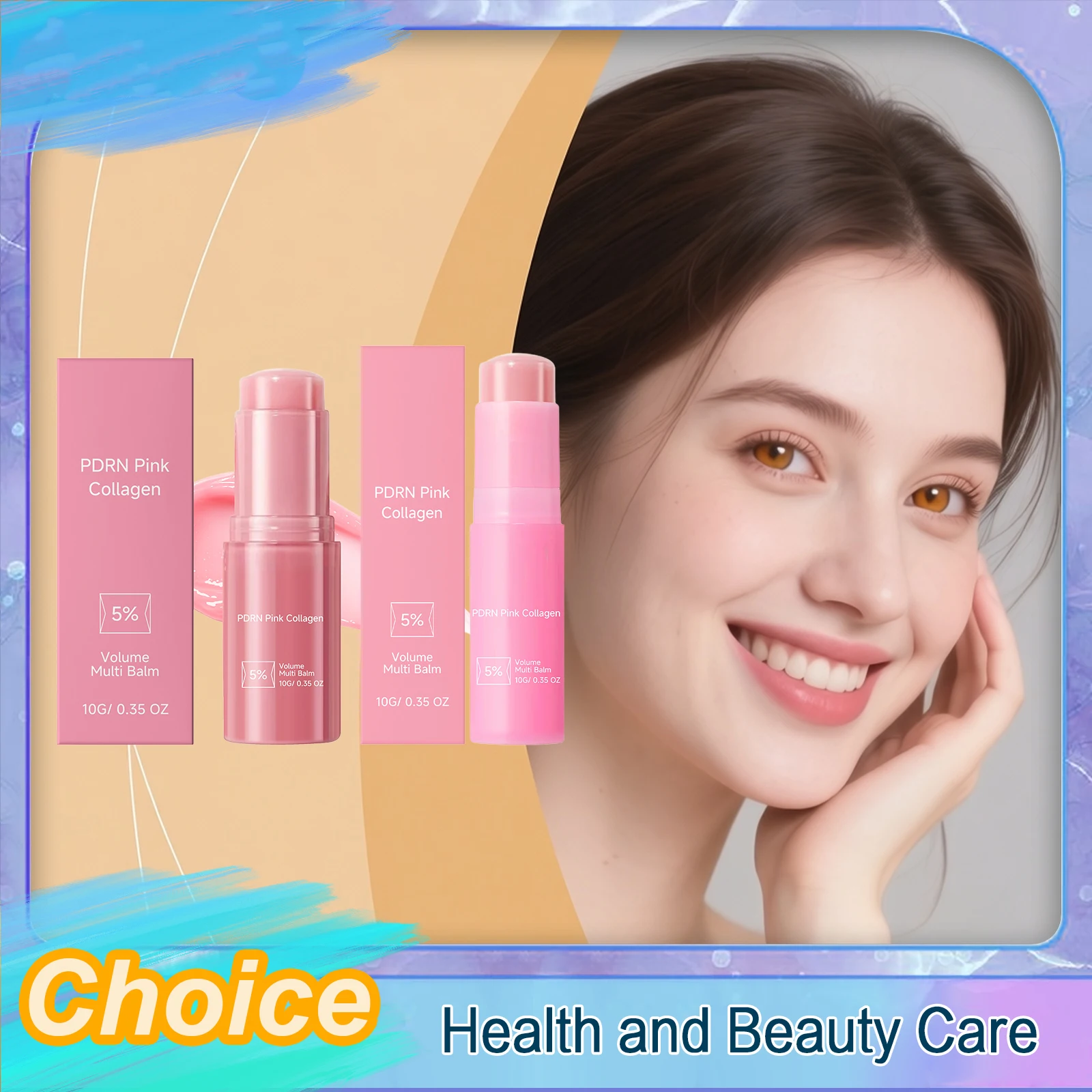 Pdrn Pink Collagen Volume Multi Balm Stick 5% Moisturizing Increase Elasticity Suitable For Face Neck Eyes Improvement Dullness