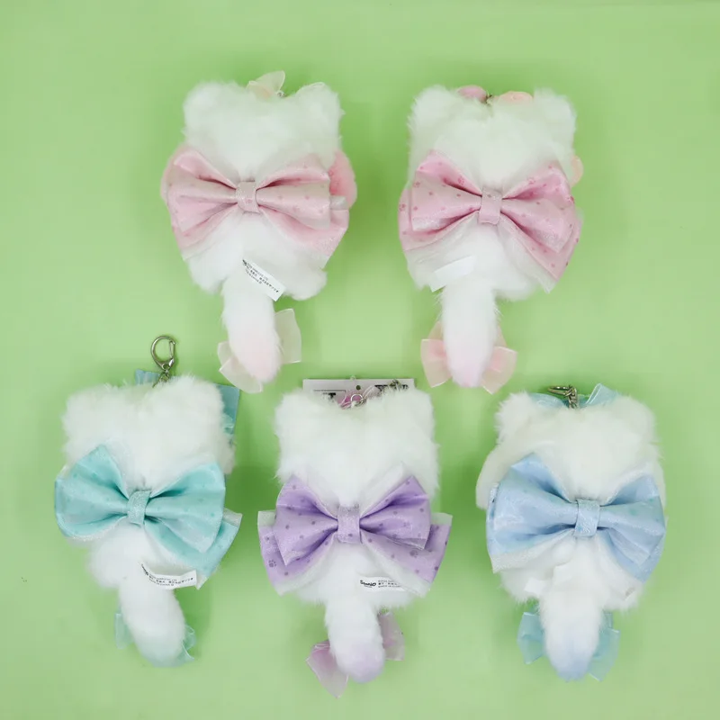 Hello Kitty Cream Cat Bowknot Costume Big Tail Series Soft Fluffy Toy Stuffed Doll Keychain Women Gift Car Key Handbag Pendant view 6