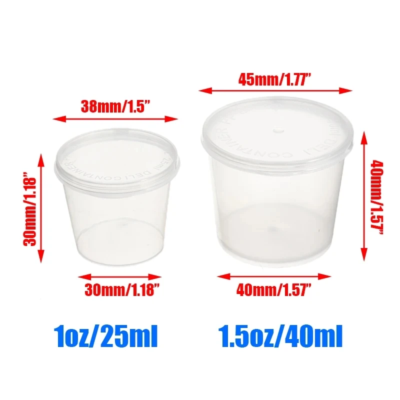 50pcs Clear Plastic Sauce Cups Disposable Plastic Sauce Boxes Cups With Sealing Cap Kitchen Vinegar Soy Sauce Container Gadget