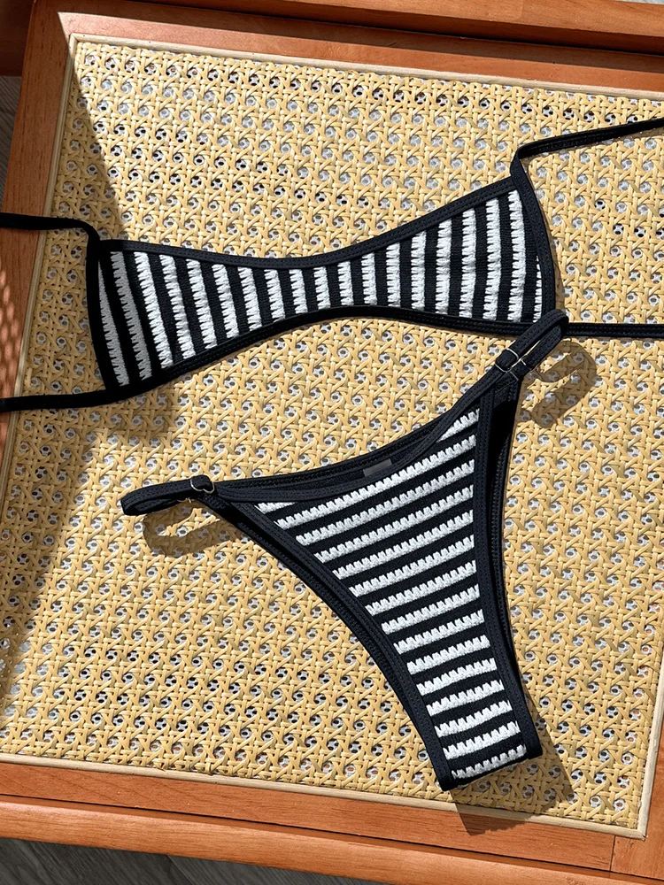 Sexy Sportswear for Women Fashion Vintage Sleeveless Swim Striped Backless Lace Up 2026 New Spring Summer Two Piece Suits