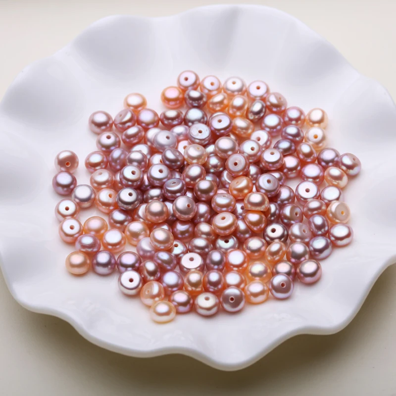 Real Natural Freshwater Loose Pearl Beads Round Button Pearl DIY Jewelry Accessories 2 pcs/lot