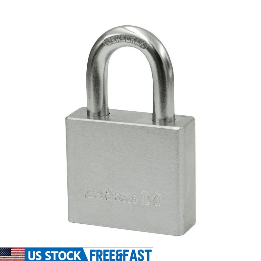 Solid Steel Padlock 5-Pin Cylinder 2 Inch Wide Chrome Plated Durable Rust Resistant Shackle Maximum Protection Locking System