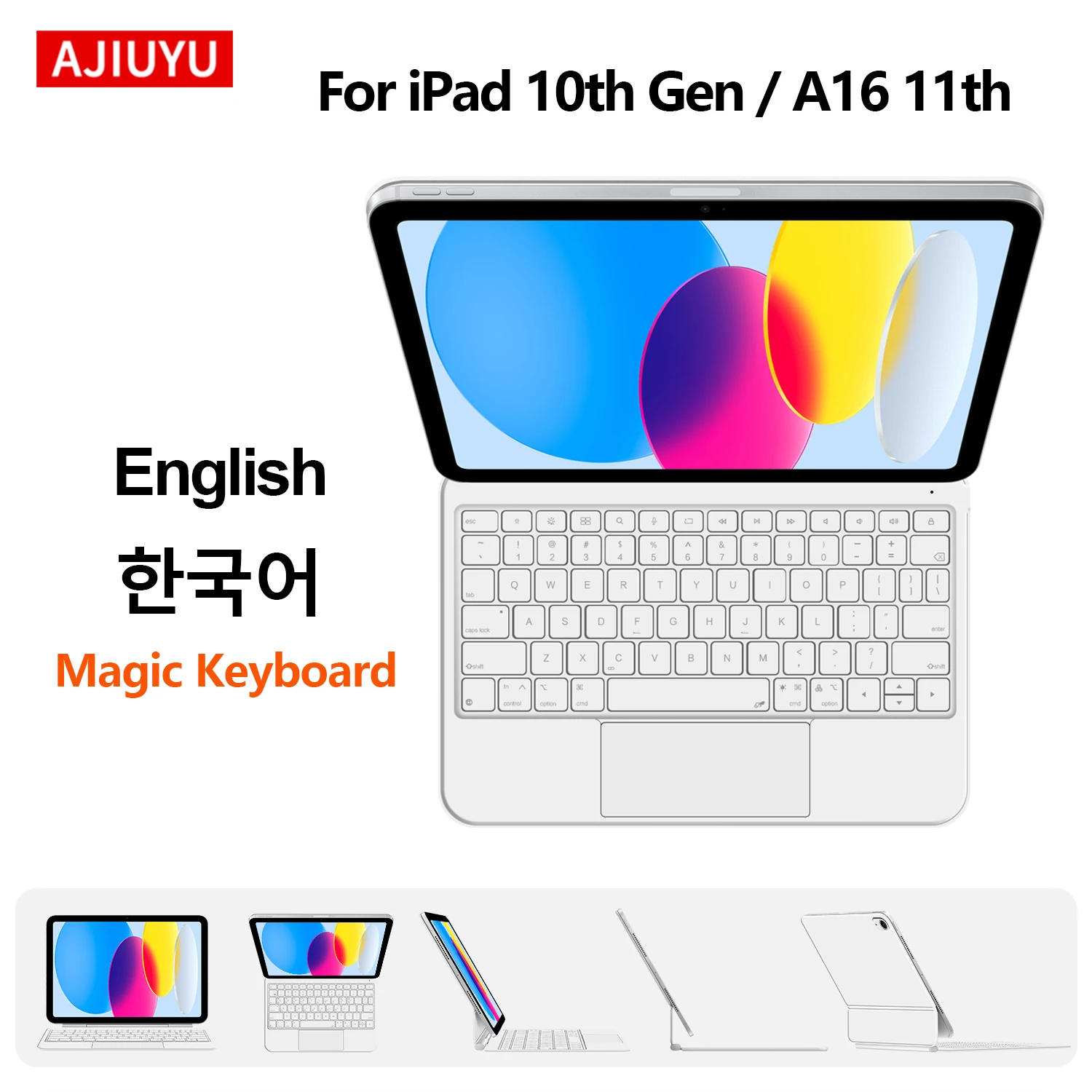 AJIUYU Backlight Magic Keyboard With Touchpad For iPad 10th Generation 2022 A16 11th 11