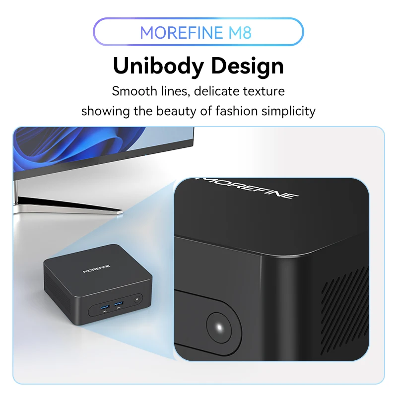 MOREFINE M8 Mini PC Intel 5205U fino a 1,9 GHz Windows 11 pro 16G RAM 512G SSD 4K@60 WiFi 5/BT 5.1 Computer portatile desktop Computer da ufficio