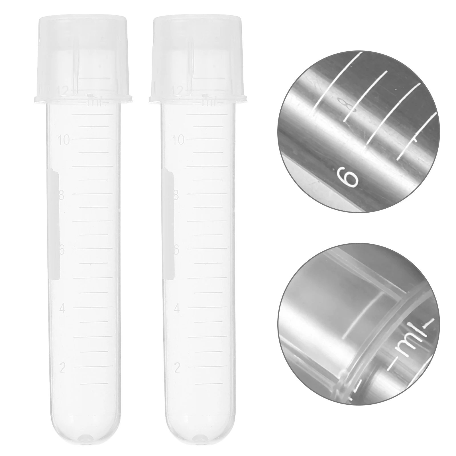

10pcs 12Ml Graduated Test Tubes Plastic Conical Bottom Disposable Sample Vials Leakproof Cap For Lab Transport Molded