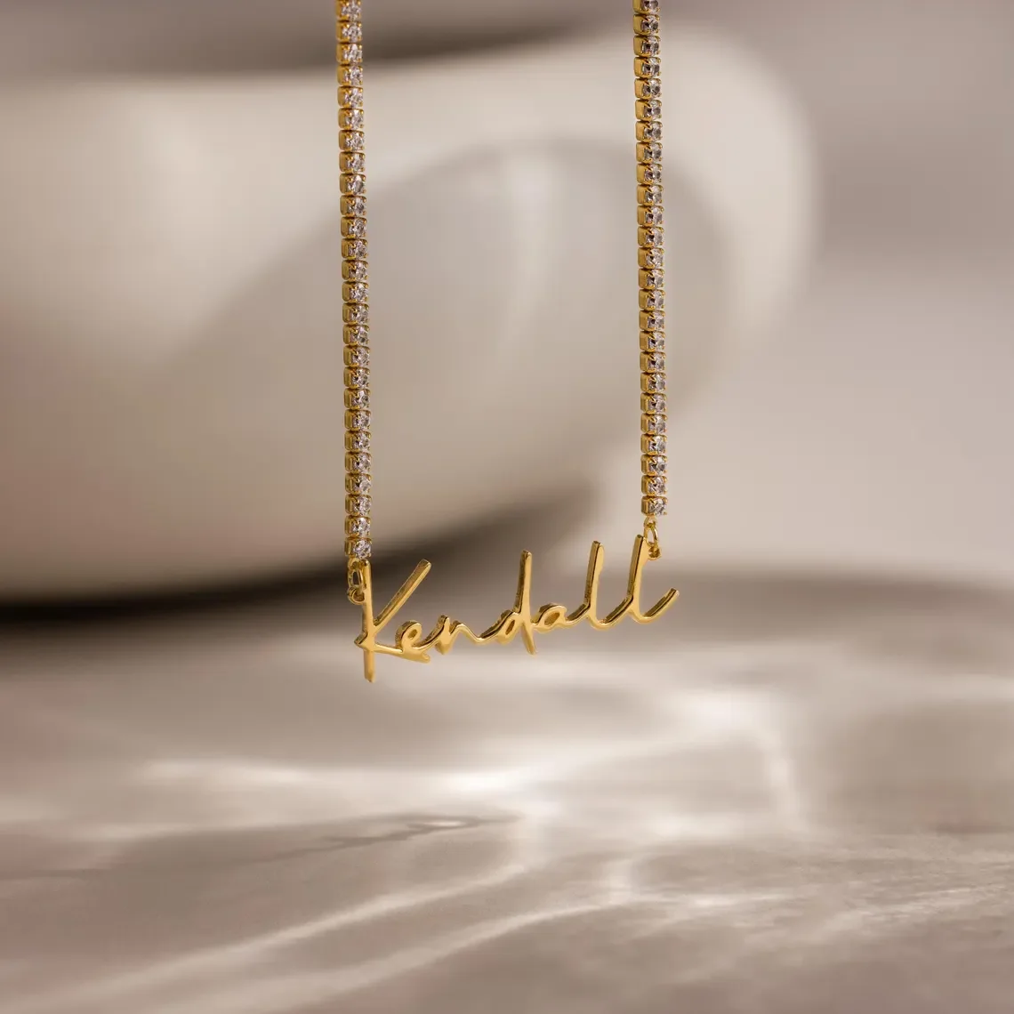 Haiyufly Personalisierte Namenskette für Frauen, Zirkon, personalisierte Iced Out-Kette, Halsband, Edelstahl, Schmuck, Mutter und Kinder, Geschenk