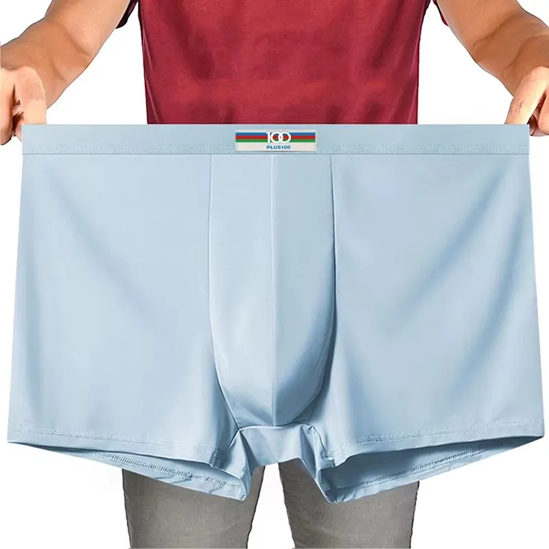 100  Men's Boxer Briefs Underwear Ice Silk Seamless Ultra Thin Breathable Panties Short Leg Underpants men lingerie gift box