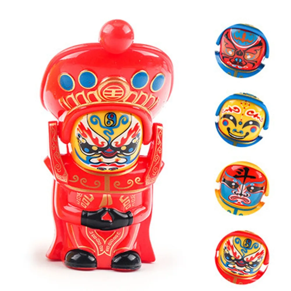 4 Faces Opera Face Makeup Toy Traditional Chinese with Keychain DIY Crafts Friends Birthday Gifts Collectible Model