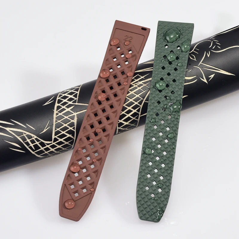 EACHE Fluorubber Watch Straps 20mm 22mm Quick Release Fluorine Silicone Watchband FKM Rubber
