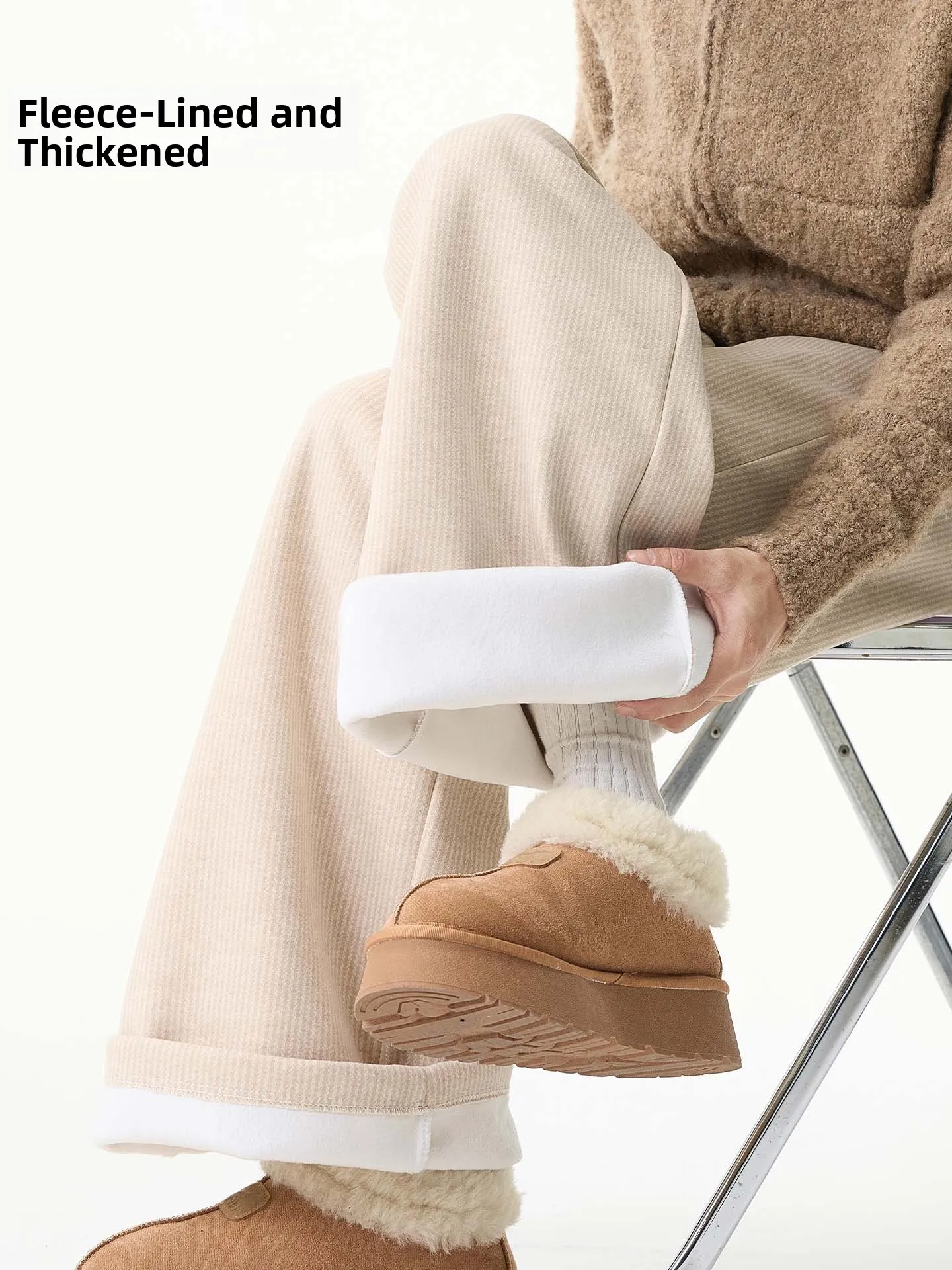 

Thiened Fce Texture Men's Casual Pants Winter Warm Comfortable Large Size Loose Straight Leg Wide Leg Pants