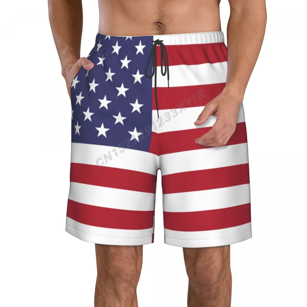 Summer Men's The United States of America usa Flag Beach Pants Shorts Surfing M-2XL Polyester Swimwear Running