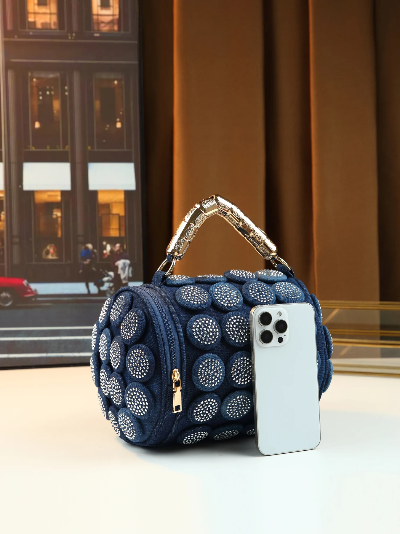 Hafif lüks denim sıcak taşlı s - Luxury Bags Denim incelemesi ve fiyatı