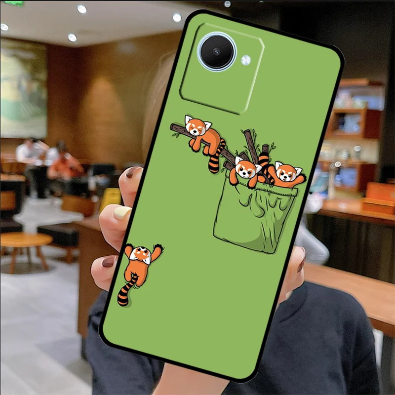 Red Panda Case For Realme GT 7 Pro GT 6 6T 5 C55 C53 C51 C21Y C25S C61 C67 C75 10 11 12 13 14 Pro Plus