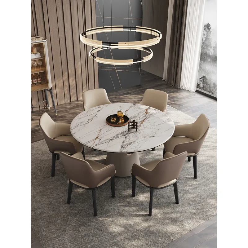 Silla de comedor de madera maciza, silla italiana de cuero ligera de lujo.