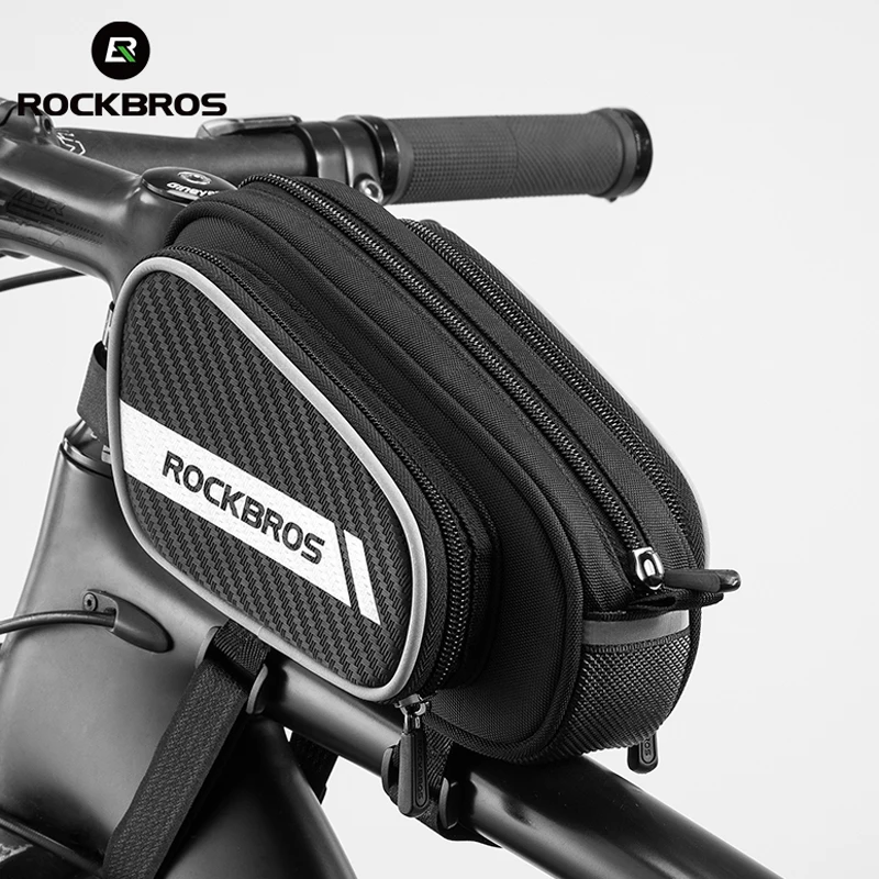 

ROCKBROS Велосипедные сумки 1,8 л масштабируемая велосипедная сумка-труба со светоотражающими износостойкими передними седельными сумками для шоссейного велосипеда MTB