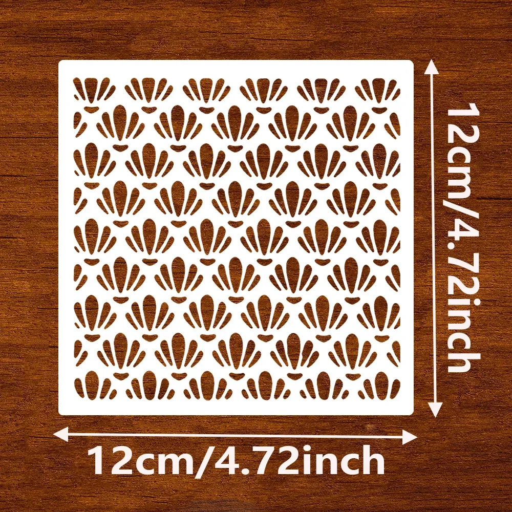 Cake Cookie Stencils 4Pcs 12×12cm, Scroll Shell Stripe Wave Patterns, Food Grade PET Templates for Baking & Journal Decor