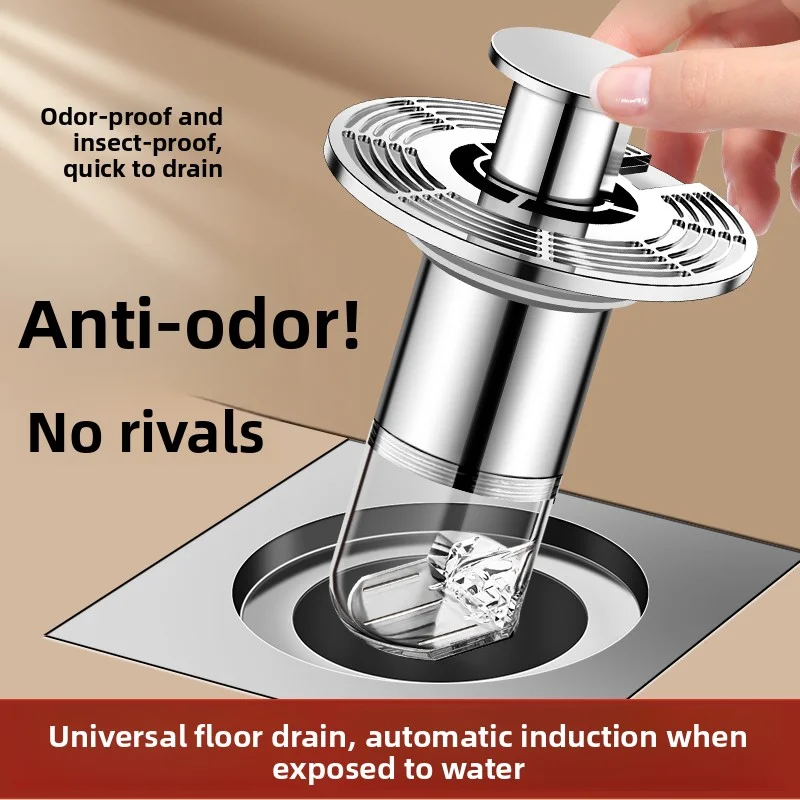 

Anti-Odor Floor Drain Core - Stainless Steel Fast Drain Insert, Universal Fit Bathroom/Shower Drain Stopper with Anti-Clog Seali