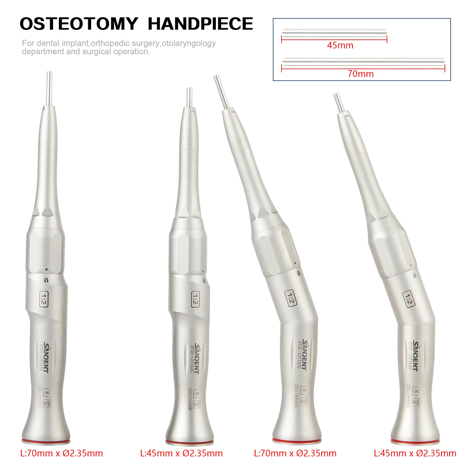 SANDENT Dental 1:2 увеличивающий хирургический наконечник остеотомии 20o контругловой/прямой E-тип подходит для NSK/KAVO
