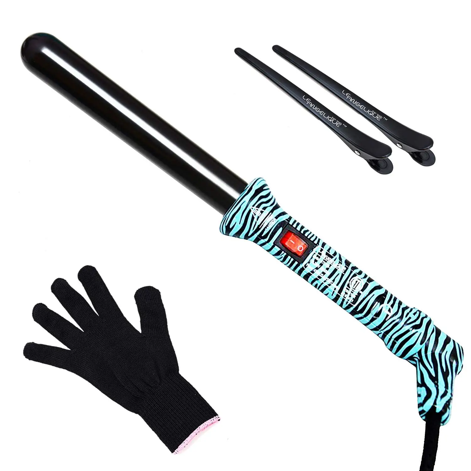 

1 Inch Ceramic Curling Wand for Beach Waves, Short & Long Curls - 25mm Professional Clipless Curler Iron with Glove