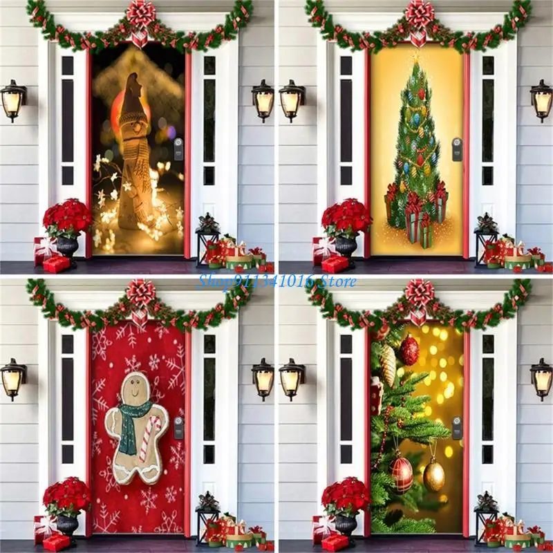  Festival Polyester Door Tapestry Quick Installation Design Christmas Indoor Outdoors Decors