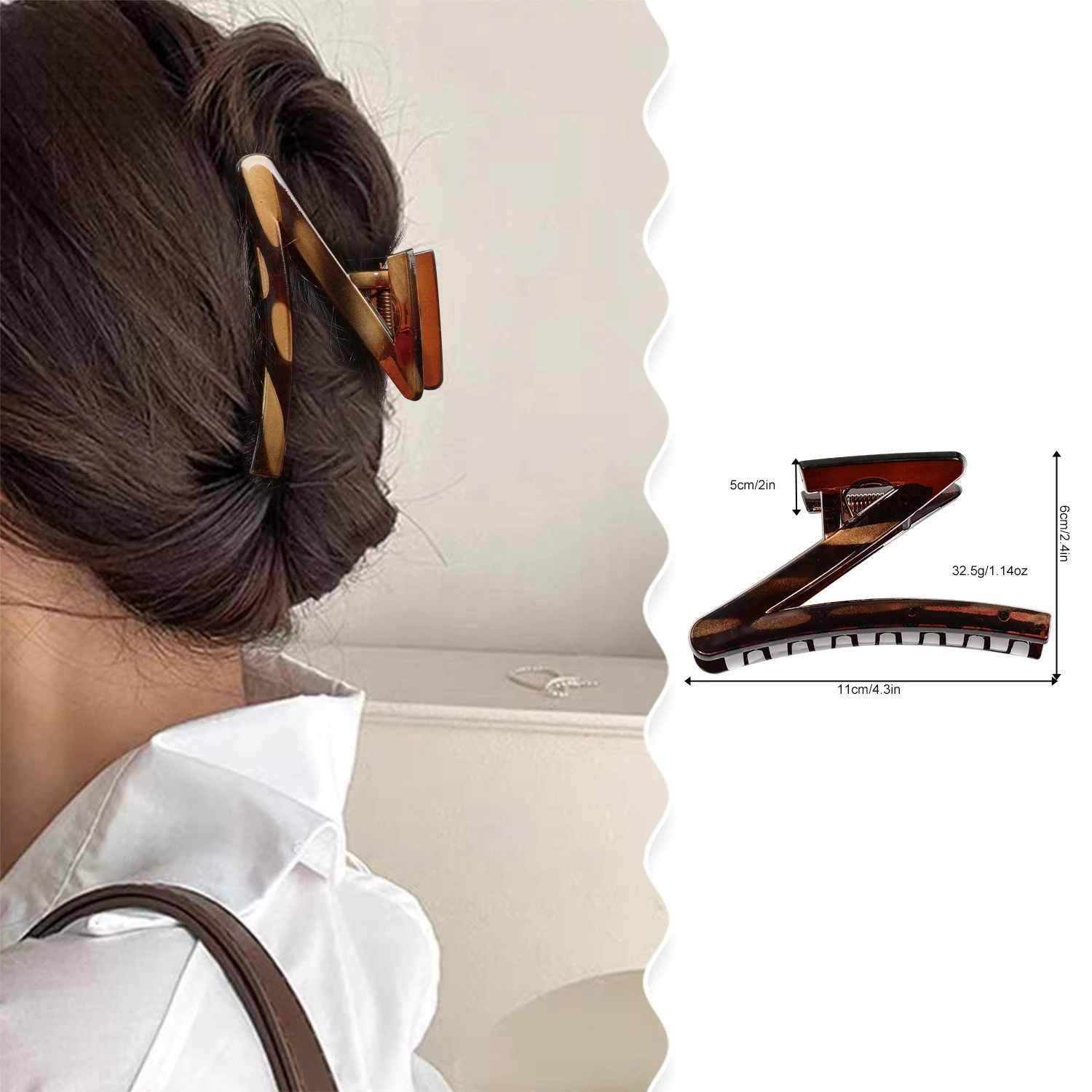 

Acrylic Z Shaped Hair Claw for Women Girl Korean Simple Fashion Shark Clip Personality Ponytail Hairpin Hair Styling Accessories