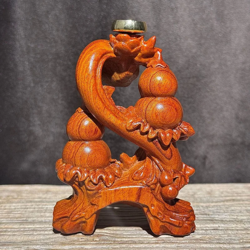 Ebony Carved Ornament Solid Wood Gourd Backflow Incense Holder Home Living Room Office Craft Decoration