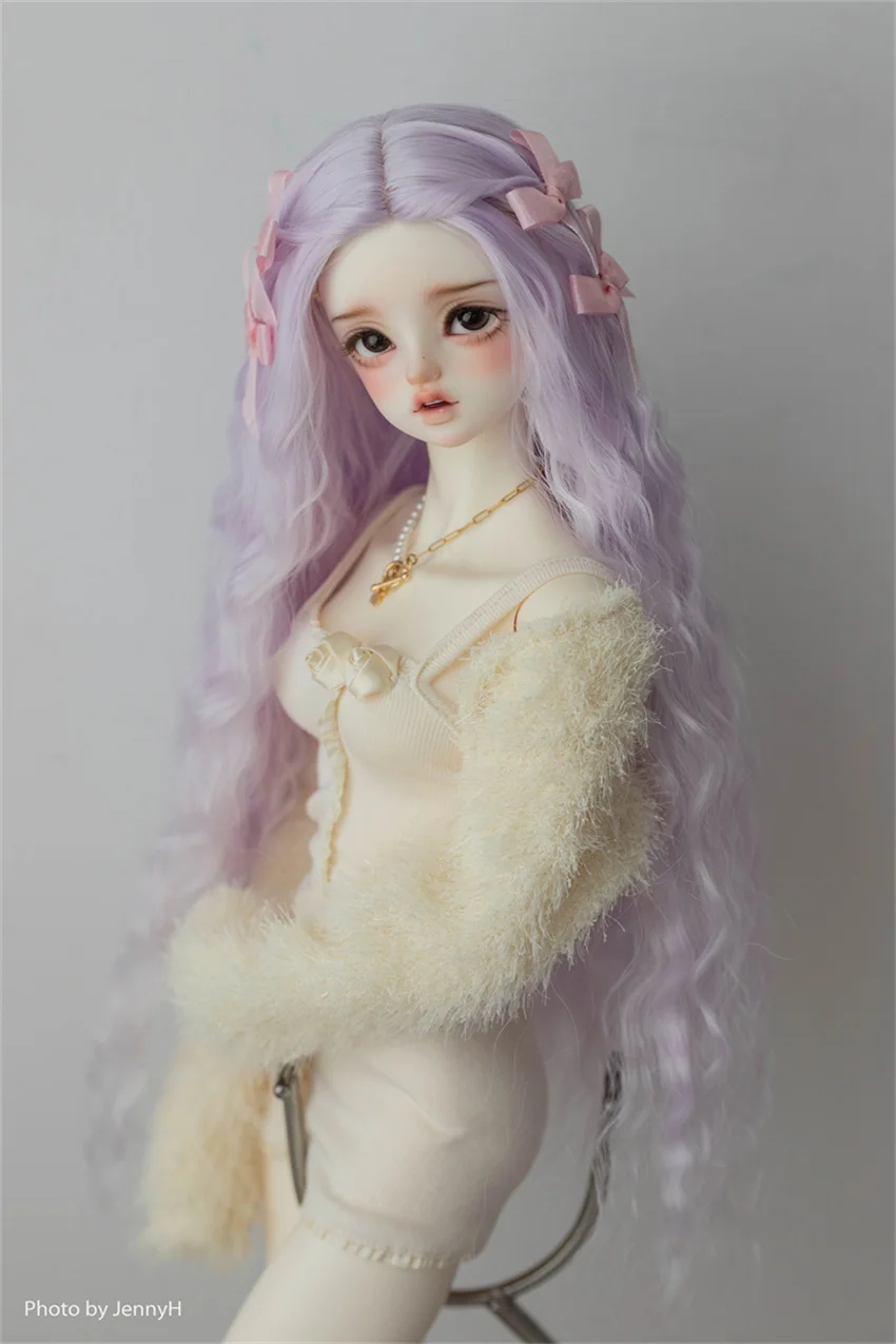 Corn Silk Bow Braid Long Curly Hair Spot Inventory BJD Doll Wig Girls Elegant High Temperature Silk 1/3 Toys Doll Accessories