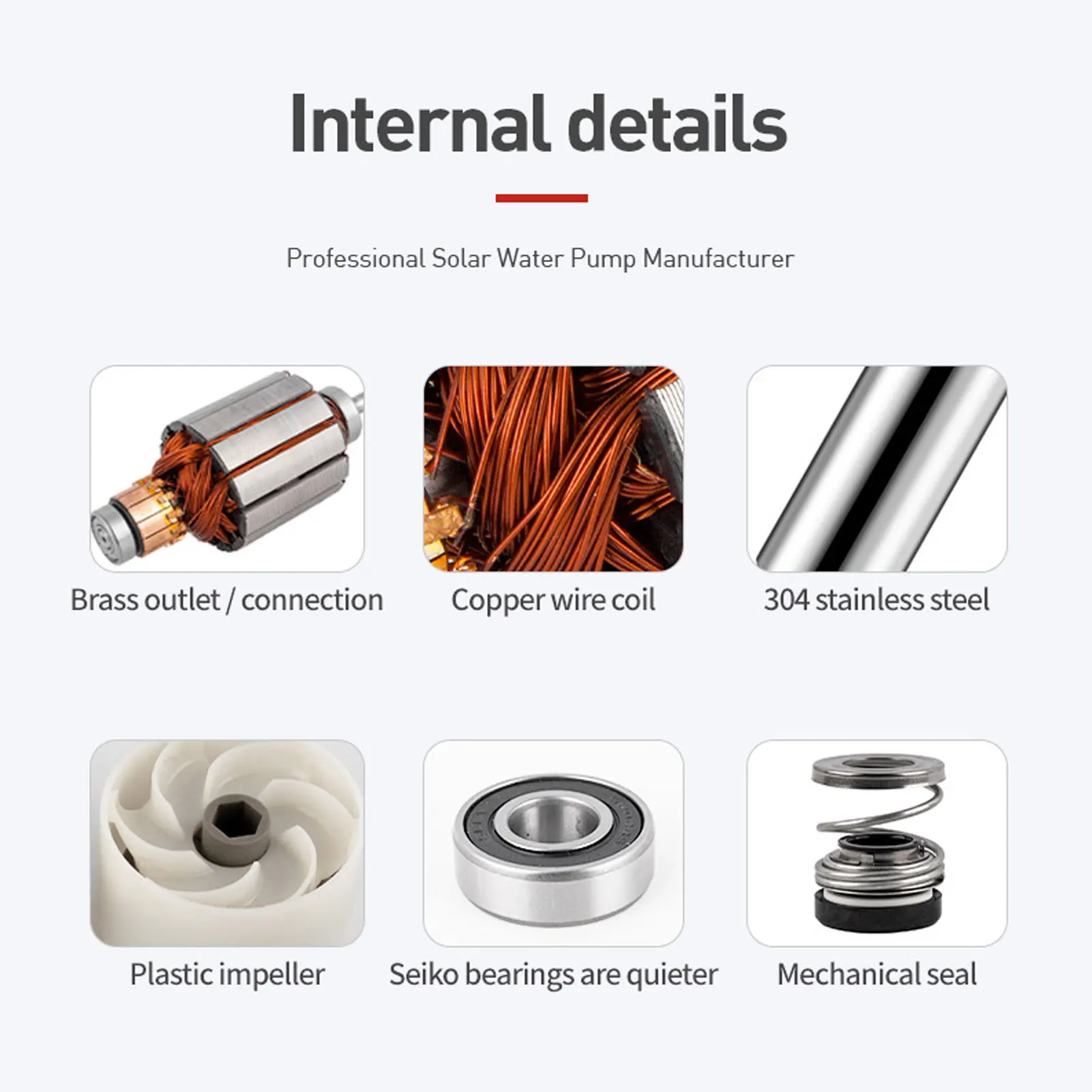 260W Deep Well Submersible Pump 1.2m³/h Maximum Flow 40m Head Solar Stainless Steel Screw Pump for Irrigation