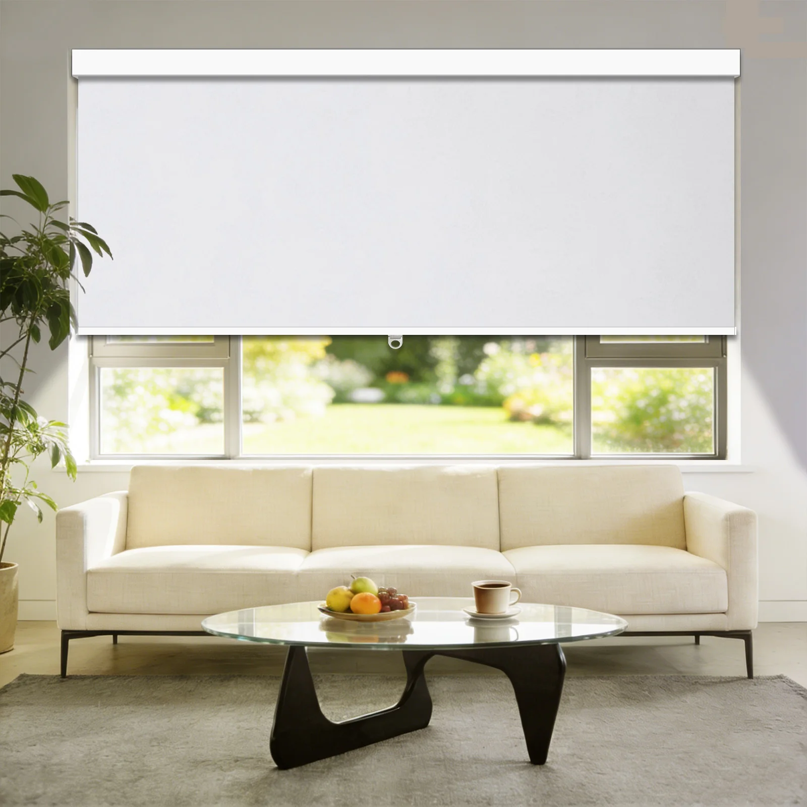 Cordless Roller Blinds Polyester Room Darking Roller Shades Remote Control Windows Shades for Room