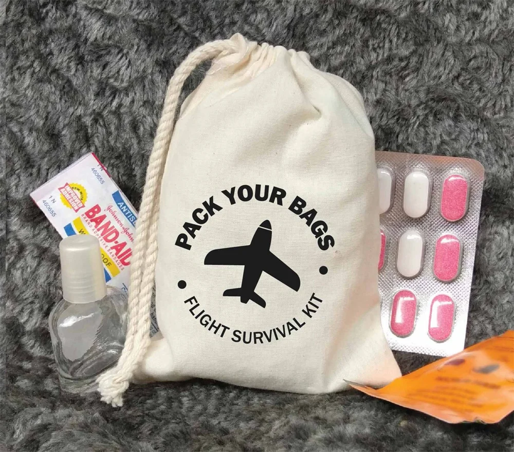 25 PCS Pack Your Bags-Flight Survival Kit-Destination Wedding-Wedding Favor-Bachelorette survival kit-Travel gift-Beach Wedding-