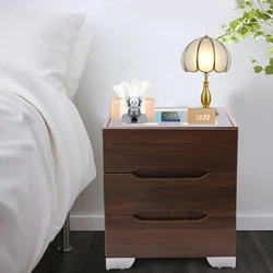 Nightstands Wireless Charging Station and LED Lights Modern End Side Table with 3 Drawer Nightstand Storage Cabinet for Bedroom