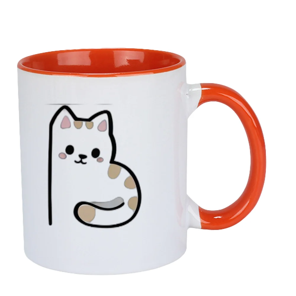 11oz Cute Black Cat with Polka Dot Tail Ceramic Coffee Mug for Home Party and Office Use Perfect for Birthday Holiday Present Ch