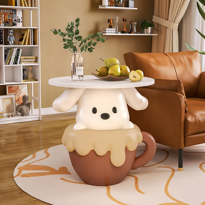 

Teacup Dog-Shaped Bedside Table Cartoon Weight-Bearing One-Step Assembly Multi-Scenario Storage Desk Beautiful Home Decor