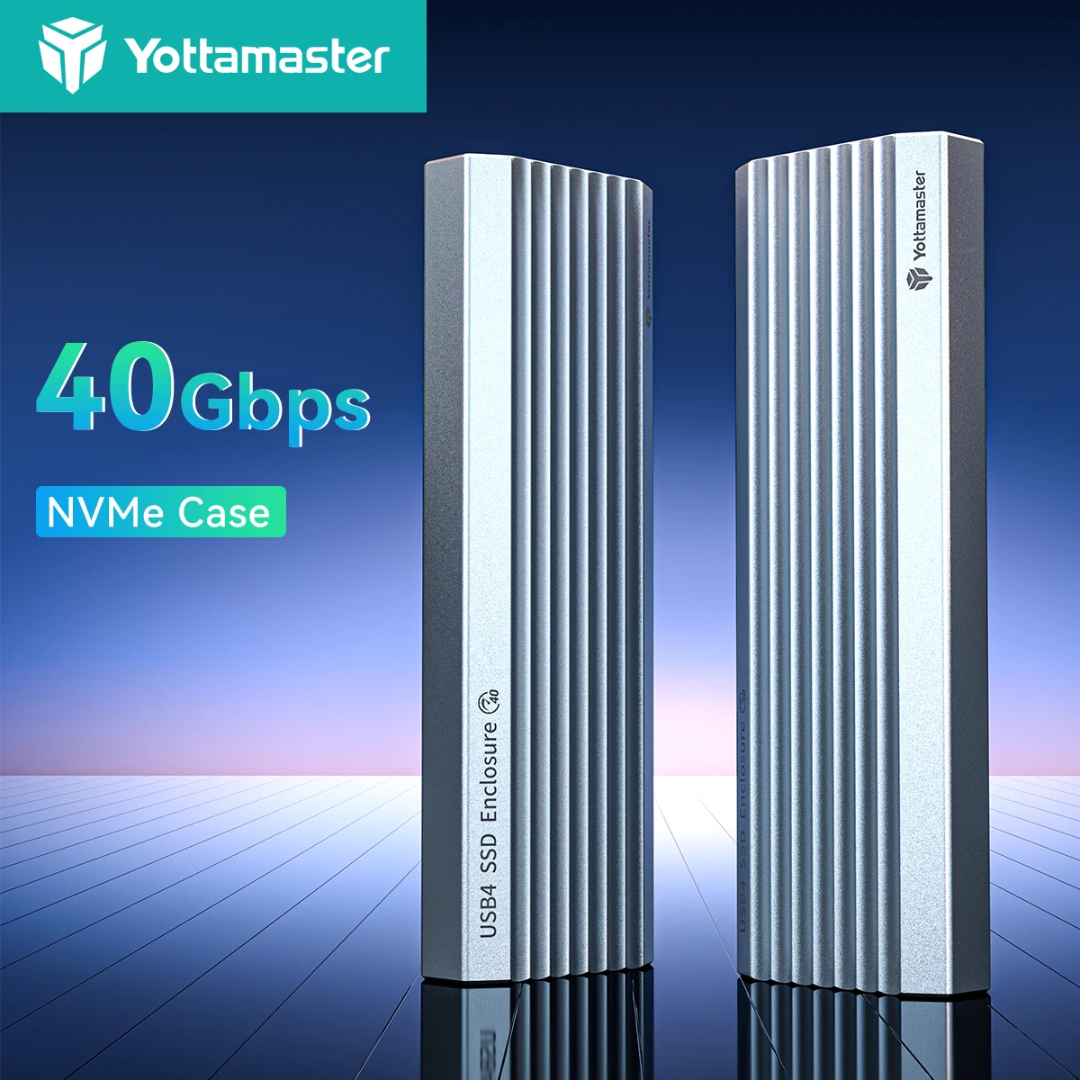 YOTTAMASTER 40Gbps M.2 NVME 8TB SSD Case with cooling fan