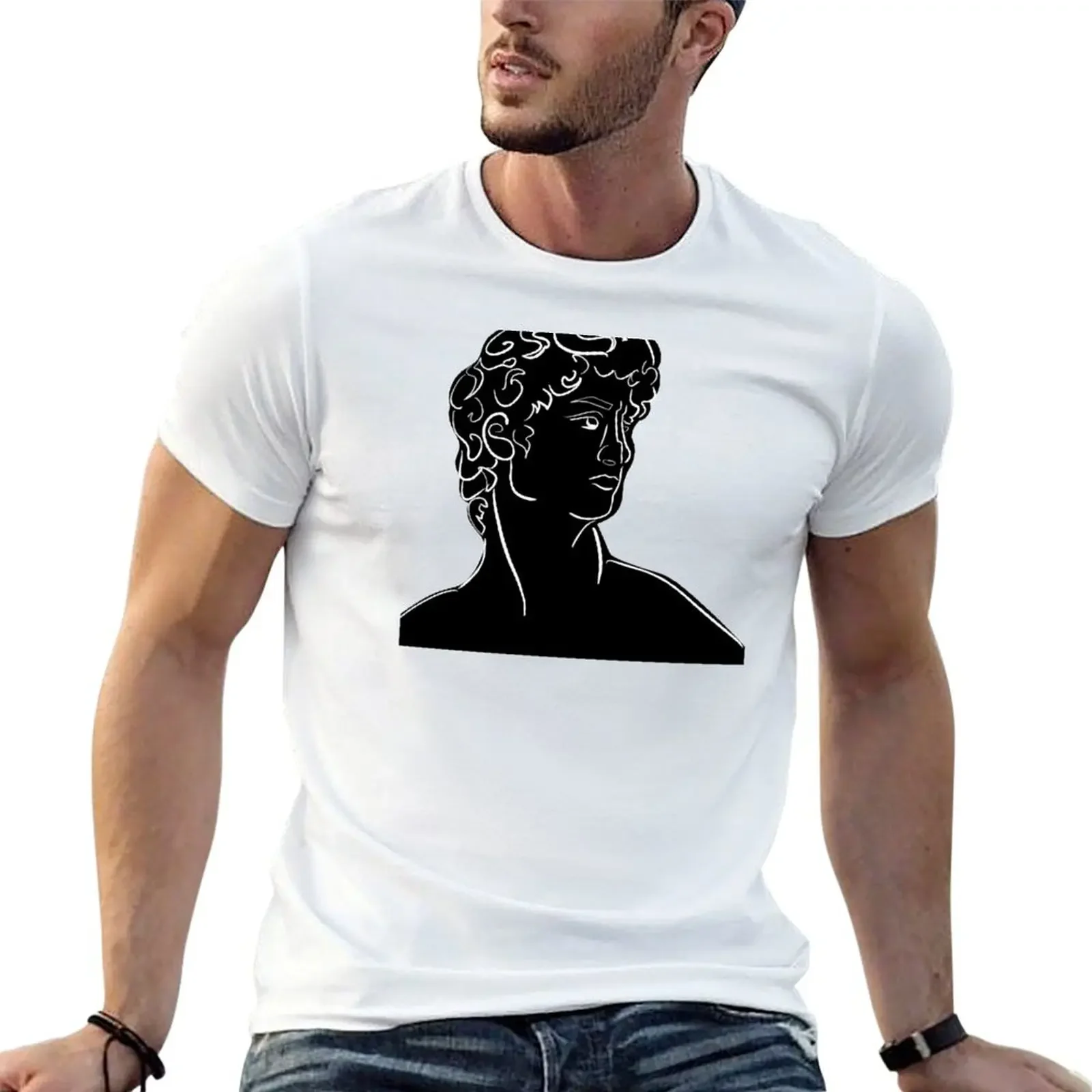 Bust of David - Black T-Shirt anime t shirts kawaii clothes t shirt men