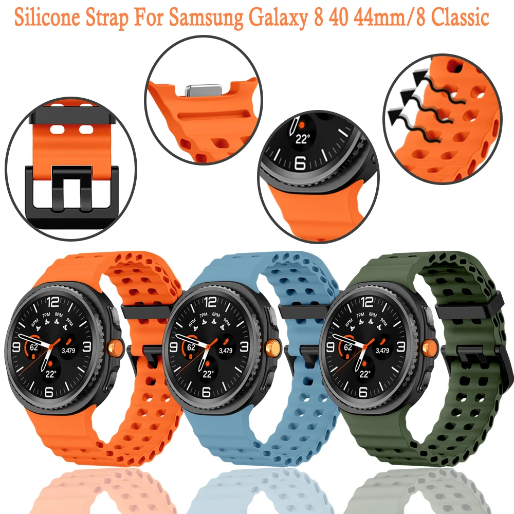 Cinturino in caucciù Ocean per Samsung Galaxy 8 40 44mm/8 Classic Sport Uomo Donna Cinturino in silicone per Galaxy 8 Classic/44mm 40mm Band