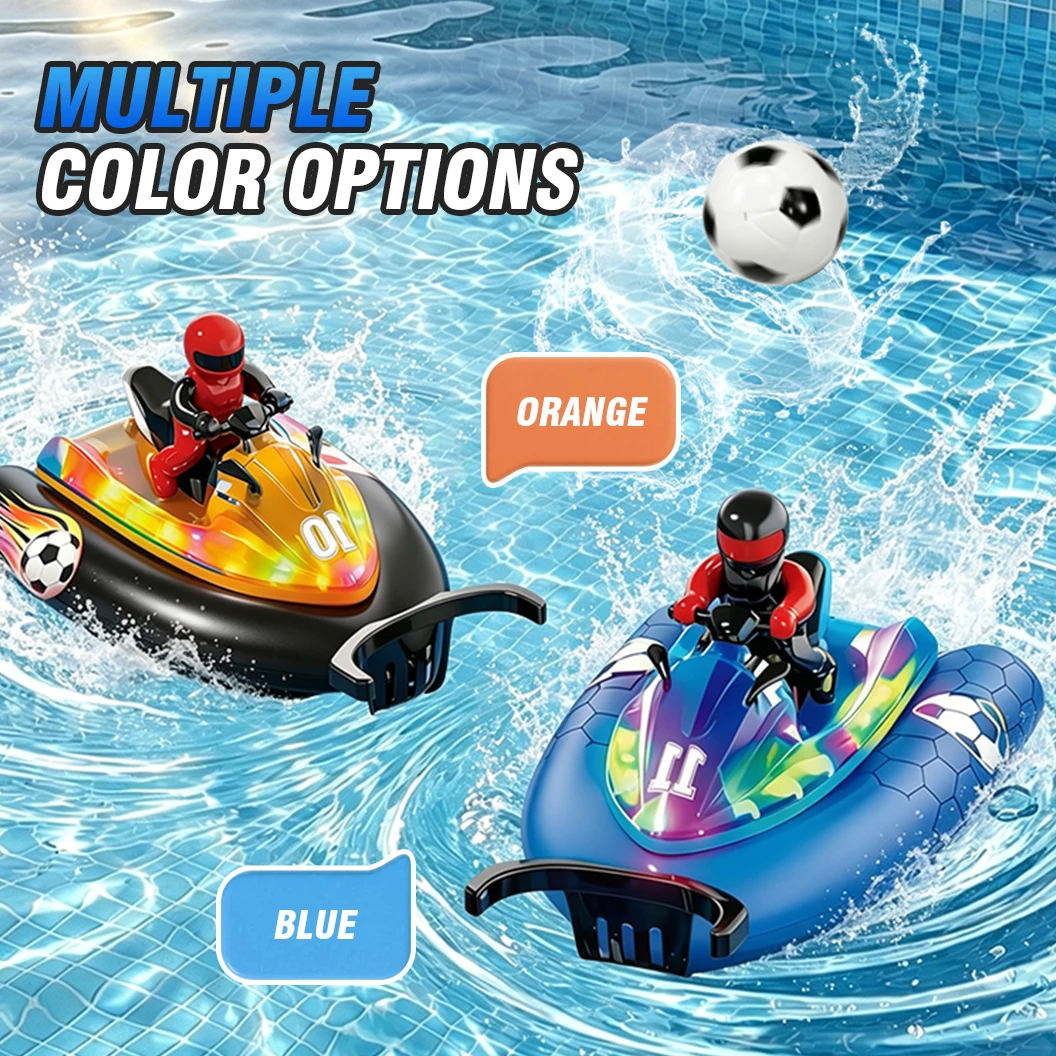 Barco RC Submarino Con Doble Hélice – Control Remoto 2.4G, Luz LED Y Rociador De Agua, Juguete Acuático Eléctrico Para Verano, Alcance De 60 Metros