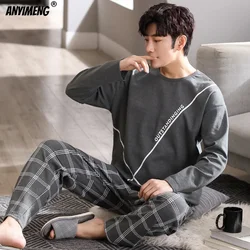 L-4XL Man Pajama Set Spring Autumn New Cotton Long Sleeve Sleepwear for Man Big Size Pullover Homewear Minimalist Boy Loungewear