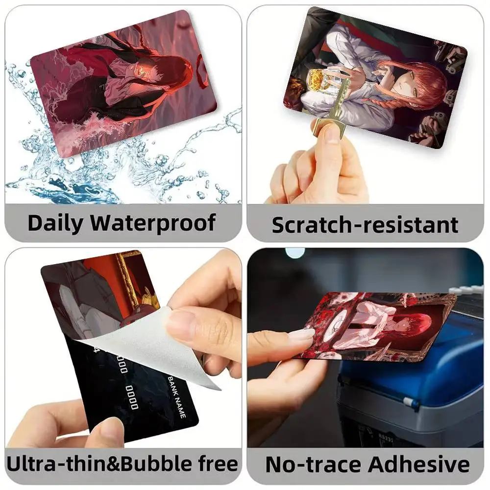 C-Chainsaw Man Makima Credit Card HD Stickers Game Card Decal Small Chip Waterproof Sticker Gift