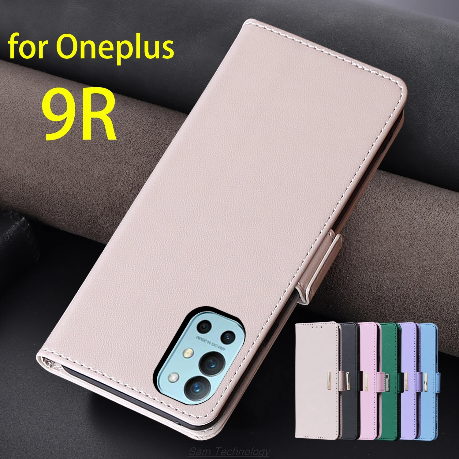 Magnetic buckle Leather Case for Oneplus 9R / 1+9R Wallet RFID BLOCKING Flip Cover female Simple Capa Fundas Coque