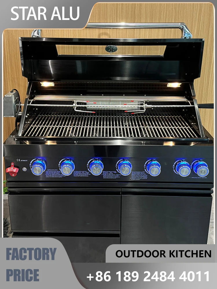 6+1 Burner Stainless Steel BBQ Grill，Propane or Natural Gas for Versatile Cooking