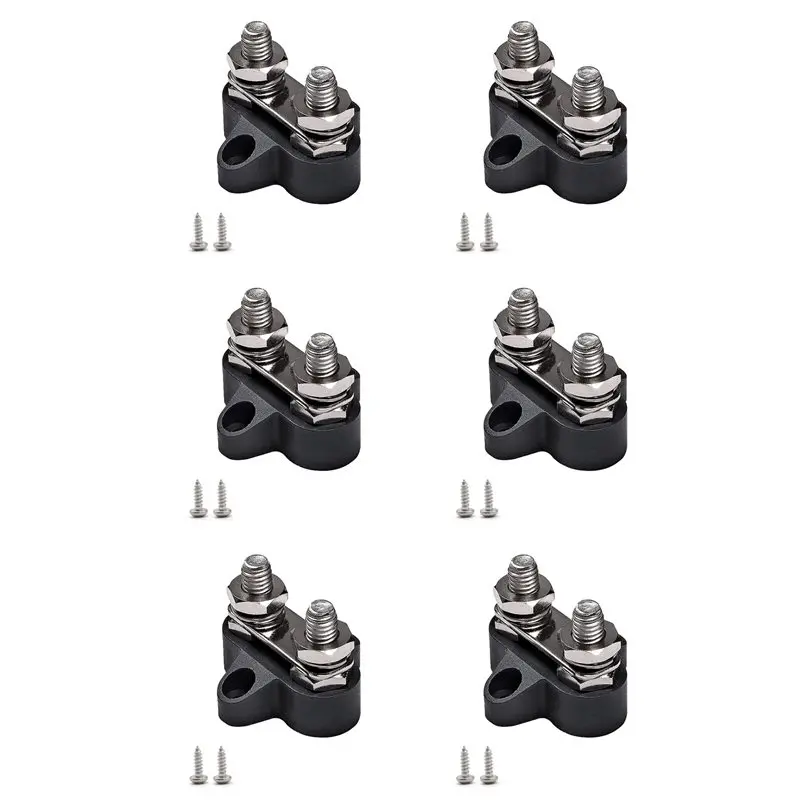 

【VALUE MONEY】6X Terminal Block Studs M8 48V Junction Block Bus Bar Dual Heavy Duty Power Distribution Stud For Truck RV Boat,Bla