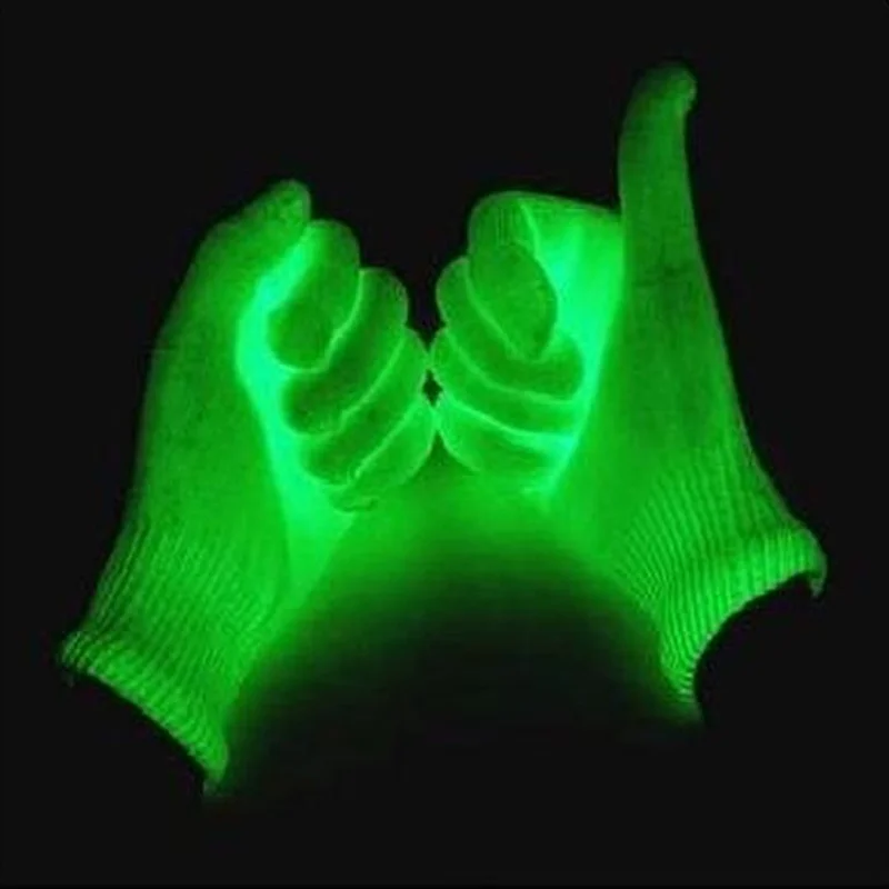 Guantes de neón que brillan en la oscuridad para fiestas, manoplas verdes que brillan en la oscuridad de los años 80 y 90, accesorios de decoración