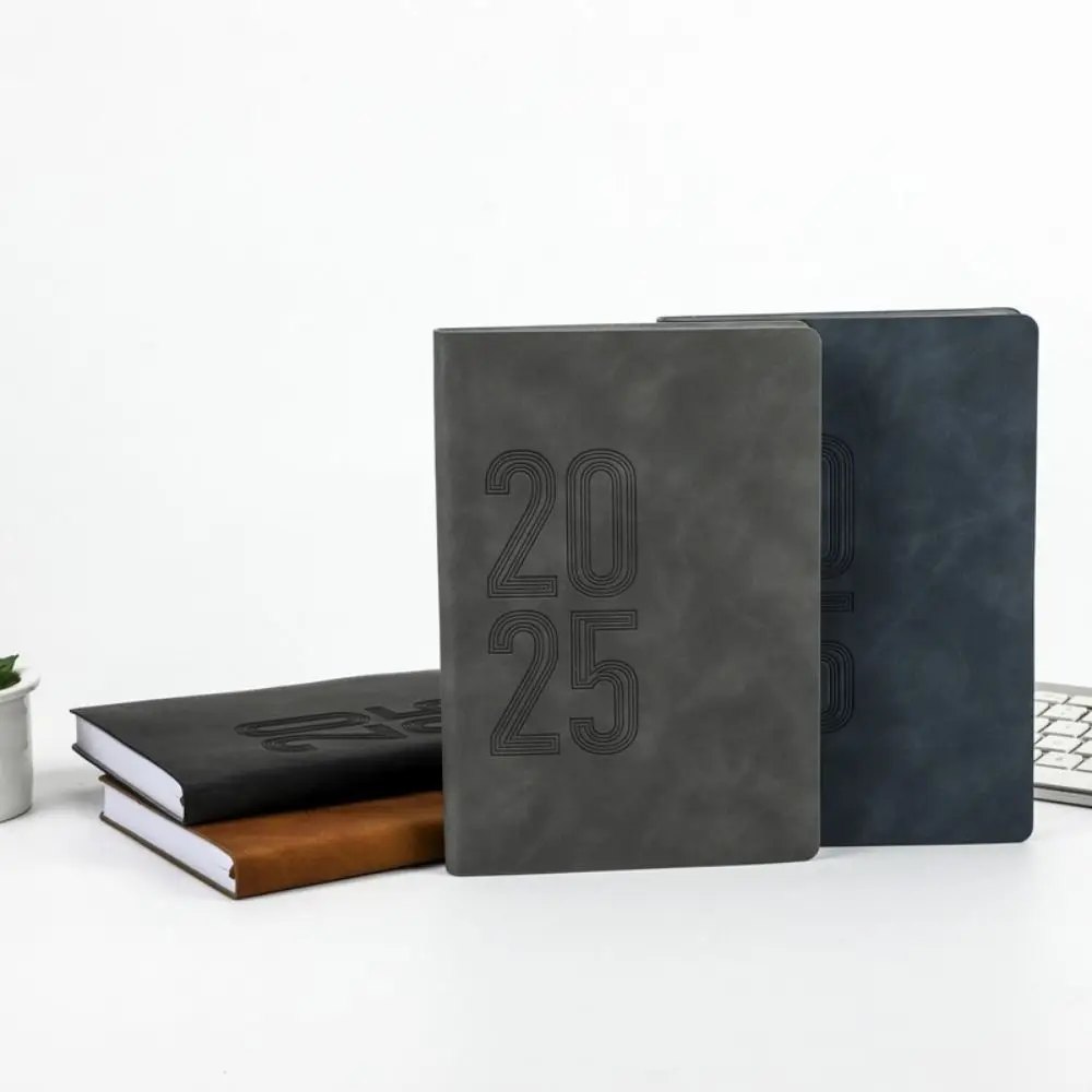 

Yearly Schedule 365 Days Efficiency Notebook A5 Portable 2025 Planner Soft Leather Cover Texture PU Office Work Planner