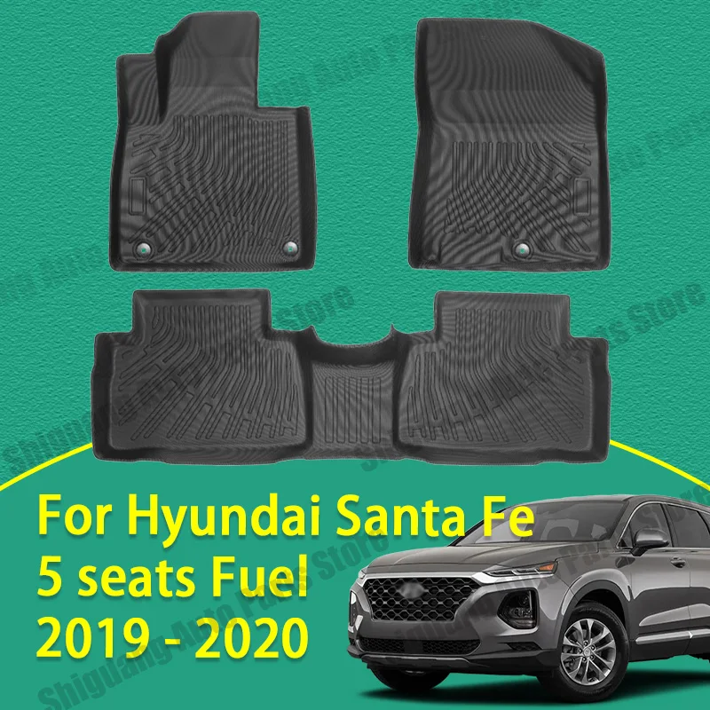Front Rear Car TPE Floor Mats for Hyundai Santa Fe 5 Seats Fuel 2019 2020 Backrest Cushion Trunk Mat Waterproof Accessories