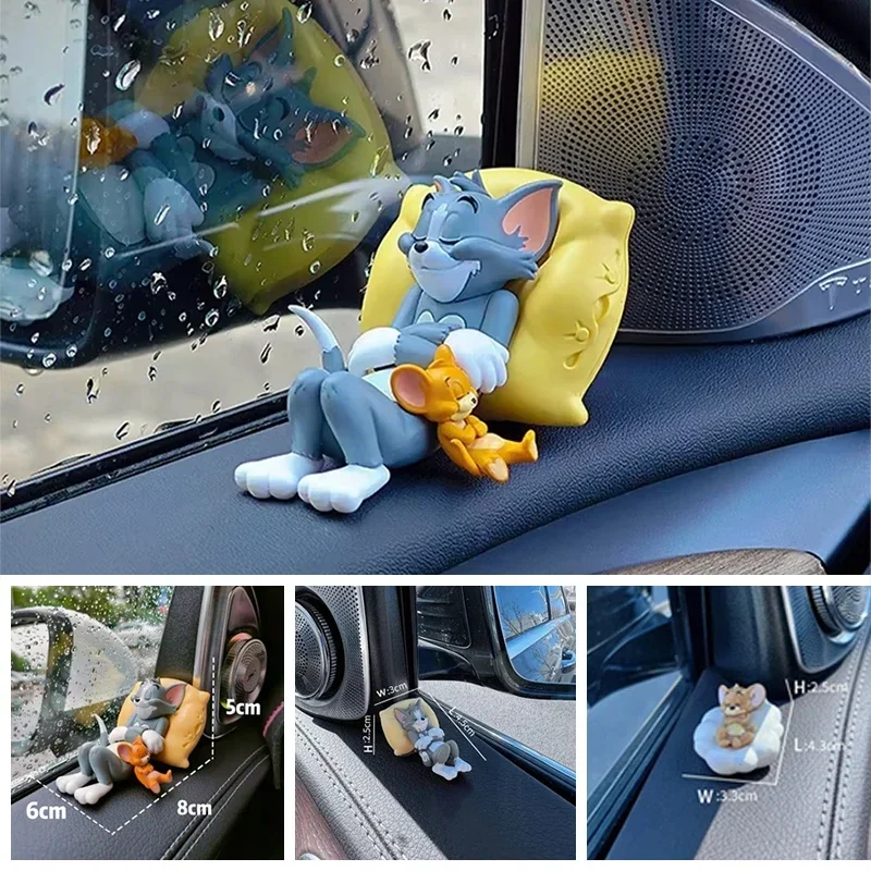 Figura Decorativa de Tom y Jerry Durmiendo, Adorno de Dibujos Animados para el Interior del Coche, Decoración para el Tablero, Escritorio u Oficina, Regalos